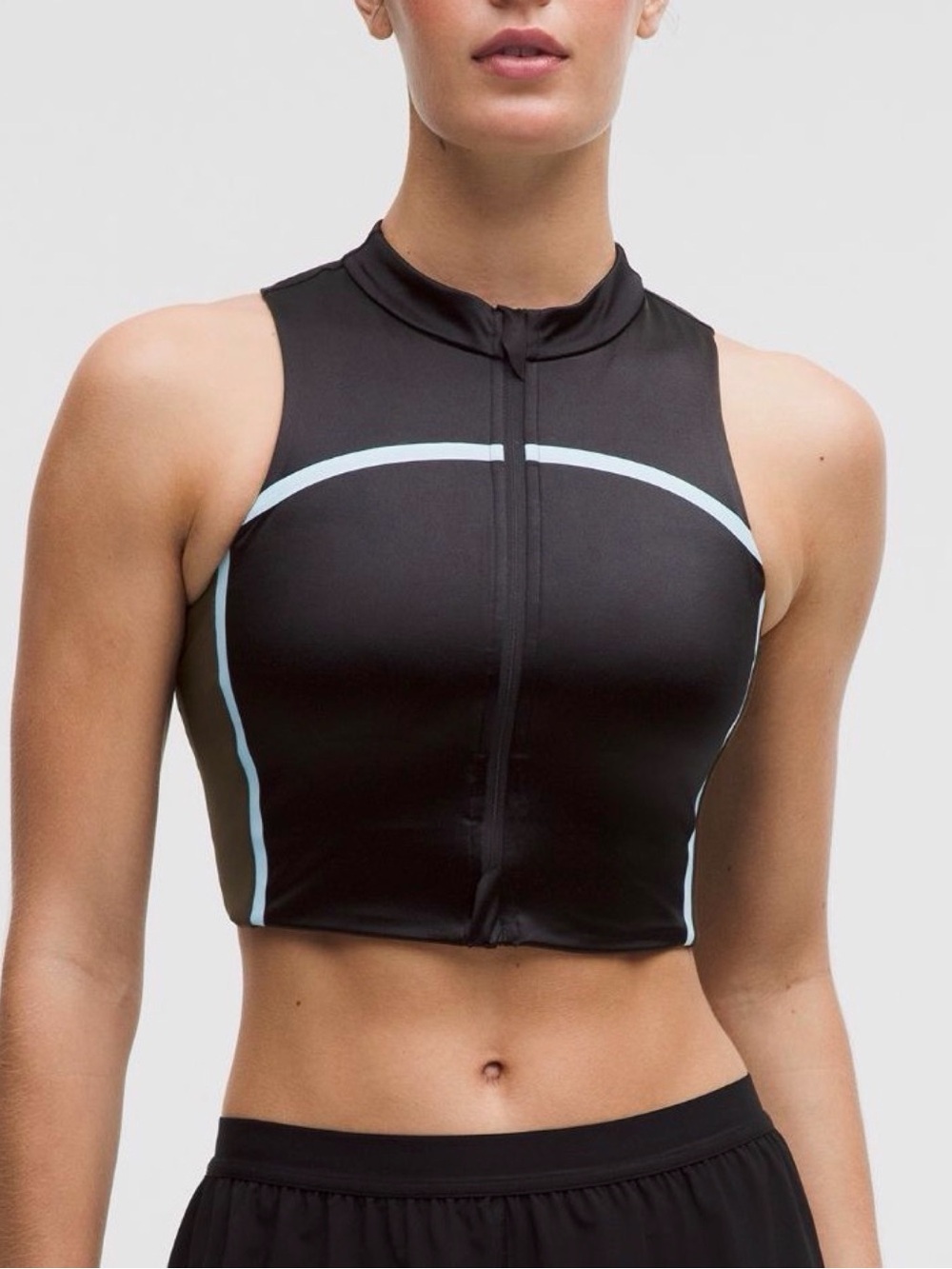 Lululemon Satin Shine Full Zip Tank Stripe Black